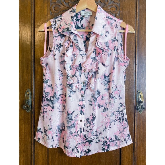 Tahari pink ruffle blouse - Picture 1 of 2
